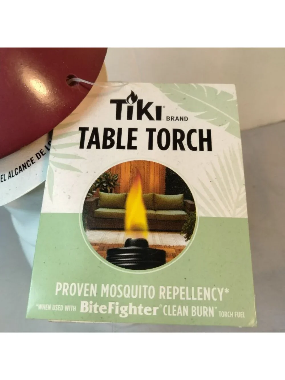 Tiki Table Torch Gnome White Ceramic Red Hat